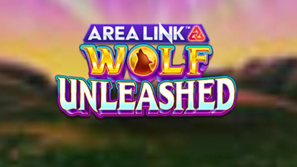 Cena noturna de lobos sob as luzes da aurora boreal no slot Area Link Wolf Unleashed