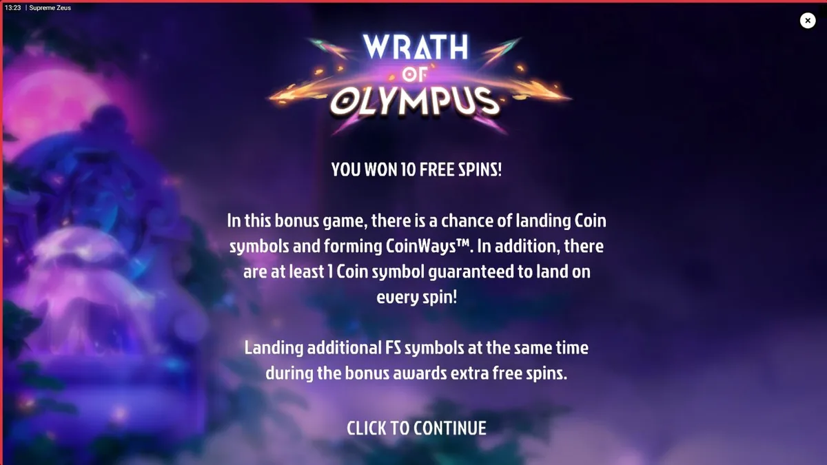 Cena épica do slot Supreme Zeus com relâmpagos e símbolos mitológicos